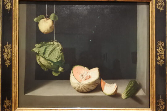 マルメロ、キャベツ、メロンとキュウリのある静物