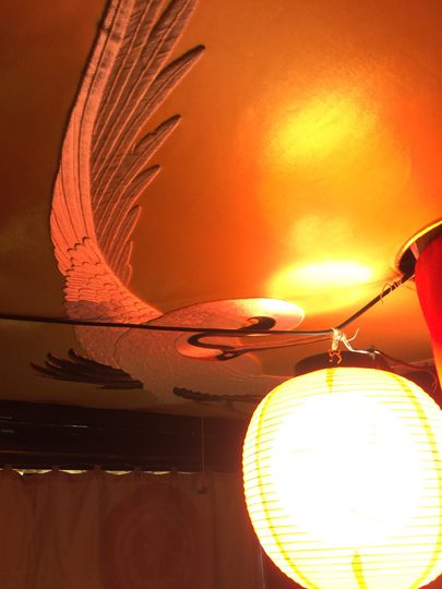 函谷鉾の天井には鶴の刺繍