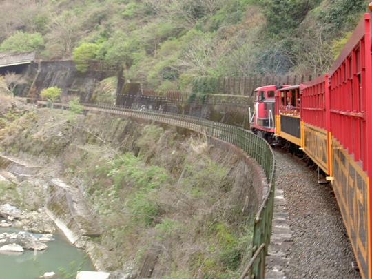 トロッコ列車と保津川